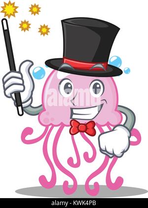 Magier cute Quallen Charakter Cartoon Stock Vektor