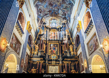 Altar in der Basilika der Heimsuchung der Seligen Jungfrau Maria in Swieta Lipka Dorf in Ketrzyn County, Woiwodschaft Ermland-Masuren, Polen Stockfoto