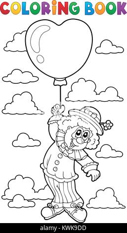 Malbuch Clown mit Ballon-eps 10 Vector Illustration. Stock Vektor