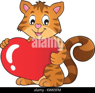 Valentine cat Thema Bild 1-eps 10 Vector Illustration. Stock Vektor