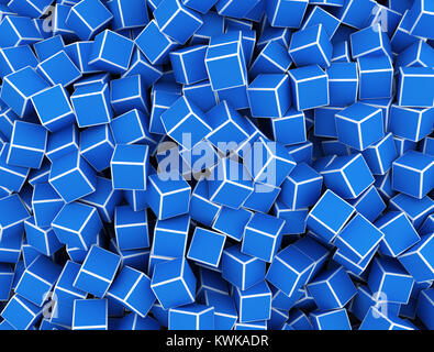 Blau 3 d Cubes digitale Textur Hintergrund Stockfoto