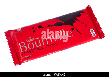 LONDON, Großbritannien - 18. Dezember 2017: ein bournville Chocolate Bar, durch Cadbury hergestellt werden, bis zum 18. Dezember 2017. Stockfoto