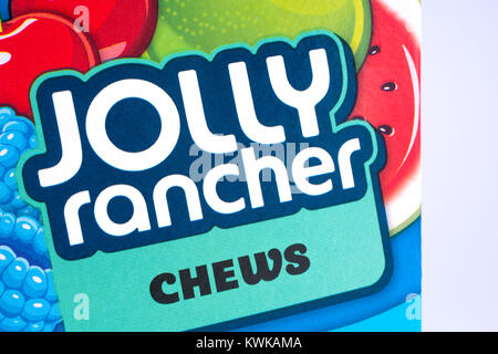 LONDON, Großbritannien - 18. Dezember 2017: eine Nahaufnahme der Jolly Rancher logo, am 18. Dezember 2017. Stockfoto