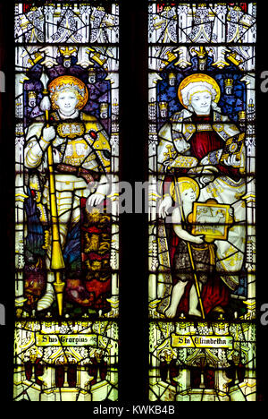 Rochester, Kent, England, UK. Rochester Kathedrale. Glasfenster - St George und St Elizabeth (Mutter von Johannes dem Täufer) Stockfoto