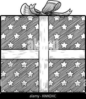 Geschenkbox Abbildung, Zeichnung, Gravur, Tinte, Strichzeichnungen, Vektor Stock Vektor