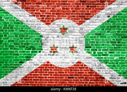 Flagge Burundi auf Stein Wand gemalt, Hintergrund Textur Stockfoto