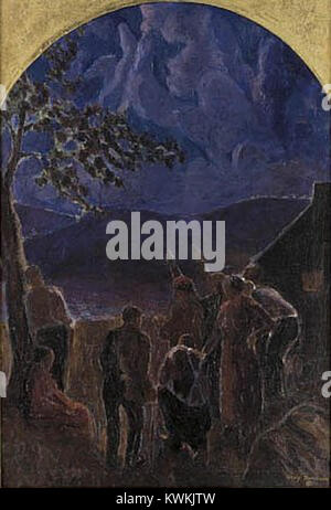 Ein Gemälde von Malvin Gray Johnson mit dem Titel „Swing Low, Sweet Chariot“, inspiriert von der afroamerikanischen Spiritualität und reflektiert Themen des Erbes und der Emotionen. Stockfoto