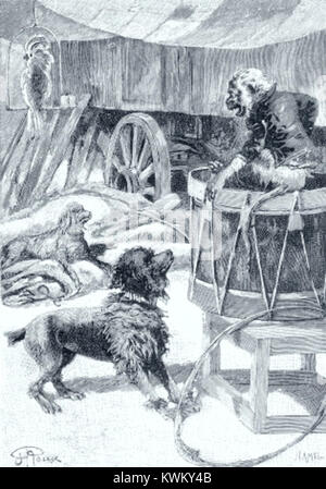 „César Cascabel“ von George Roux ist eine Illustration oder Darstellung des Abenteuerromans, die Szenen, Charaktere und erzählerische Elemente der Geschichte hervorhebt. Stockfoto