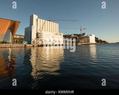 Kristiansand, Norwegen - November 6, 2017: Das Äußere des Kunstsilo, so wird dieser der neue Kunst Museum in Kristiansand geworden. Stockfoto