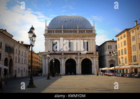 Der Palazzo della Loggia, ein Renaissanceschloss in Brescia, Italien, aktuelle Website der Stadtverwaltung Stockfoto