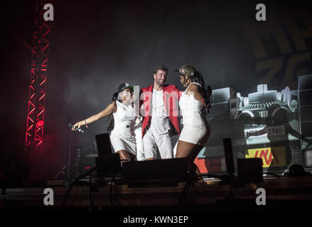 Der beliebte deutsche Rapper Marten Laciny wird am besten durch seine Bühne name Marteria bekannt und hier führt ein Live Konzert in der deutschen Hip-Hop-Festival Splash! Festival 2013. Deutschland, 13/07 2013. Stockfoto