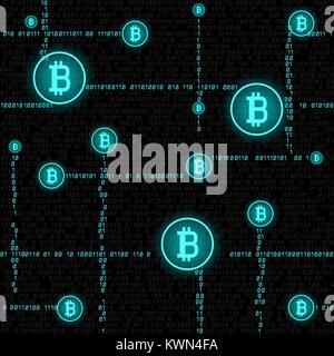 Bitcoin Mining Code nahtlose Stock Vektor