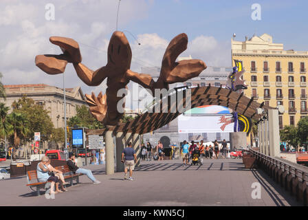 Der Hummer Skulptur von Mariscal an der Waterfront Barcelona Spanien Stockfoto