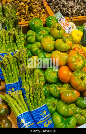 Frischen lokalen Produkten, Mercat de l'Olivar, Palma, Mallorca, Balearen, Spanien Stockfoto