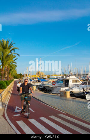 Radfahren Lane, Paseo Maritimo, Passeig Maritim, Palma, Mallorca, Balearen, Spanien Stockfoto