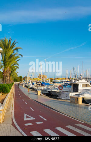 Radfahren Lane, Paseo Maritimo, Passeig Maritim, Palma, Mallorca, Balearen, Spanien Stockfoto