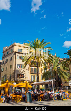 Cafe und Restaurant Terrassen, Placa de la Llotja, Palma, Mallorca, Balearen, Spanien Stockfoto