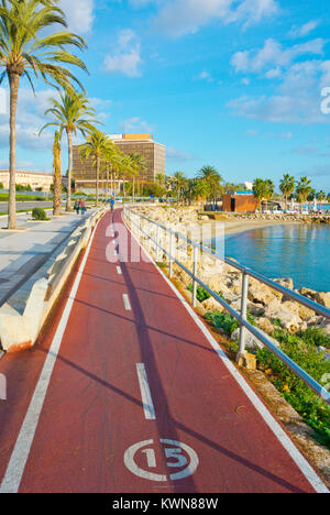 Radfahren Lane, Paseo Maritimo, Passeig Maritim, im Can Pere Antoni, Palma, Mallorca, Balearen, Spanien Stockfoto