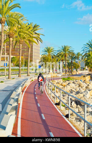 Radfahren Lane, Paseo Maritimo, Passeig Maritim, im Can Pere Antoni, Palma, Mallorca, Balearen, Spanien Stockfoto