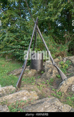 90 Pennsylvania Volunteer Infantry Denkmal, Miller's Cornfield, Antietam National Battlefield, Maryland, USA. Stockfoto