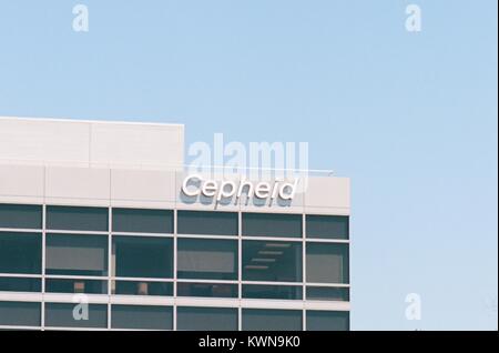 Signage auf Sitz der molekulare Diagnose Firma Cepheid im Silicon Valley in Santa Clara, Kalifornien, 25. Juli 2017. Stockfoto