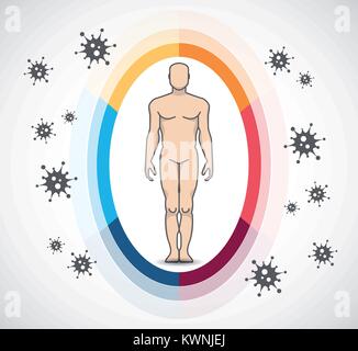 Viren und Bakterien - Schutz der menschlichen Gesund Stock Vektor