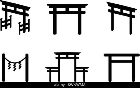 Satz von Torii Symbol in Silhouette Style, Vektor Stock Vektor