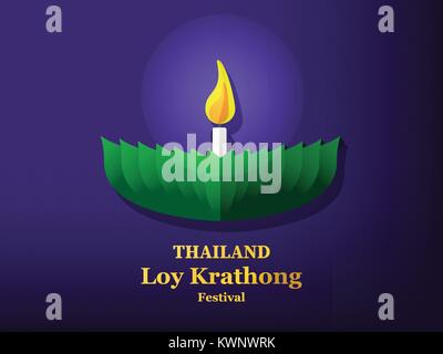 Loy Krathong Festival Karte in Vector art design Stock Vektor