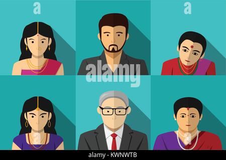 Moderne indische Menschen in vector Portrait design Stock Vektor