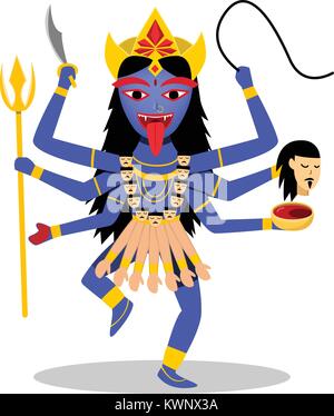 Kali, hinduistische Göttin auf Weiß, vektor design isoliert Stock Vektor