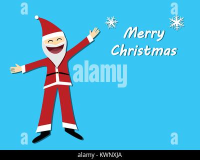 Weihnachtskarte mit Weihnachtsmann im flachen Stil, Vektor Stock Vektor