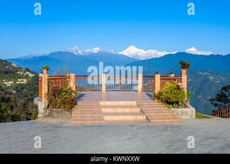 Kangchenjunga Blick aus dem Tashi View Point in Gangtok, Sikkim, Indien Stockfoto