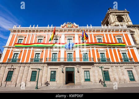 Bolivianischen Palast der Regierung (Palacio Quemado), offizielle Residenz des Präsidenten von Bolivien Stockfoto