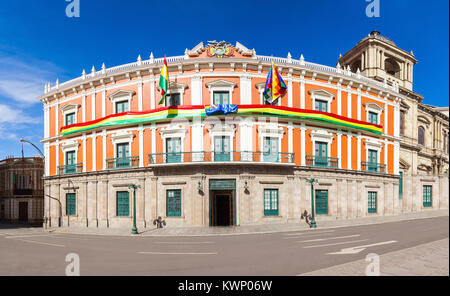 Bolivianischen Palast der Regierung (Palacio Quemado), offizielle Residenz des Präsidenten von Bolivien Stockfoto