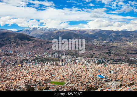 Luftaufnahme von La Paz, Bolivien. La Paz ist die höchste Hauptstadt der Welt. Stockfoto