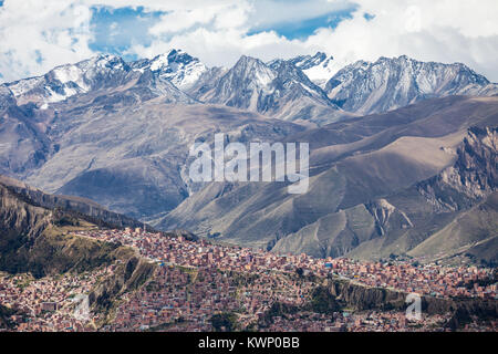 Luftaufnahme von La Paz, Bolivien. La Paz ist die höchste Hauptstadt der Welt. Stockfoto