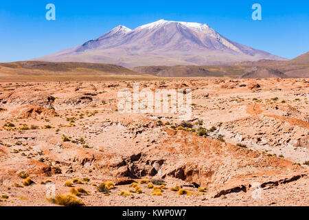 Ollague Vulkan, Ansicht von Osten, der bolivianischen Seite. Stockfoto