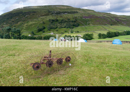 Heuernte im oberen Swaledale in traditioneller Weise, 'Piking', die Heu- und schützt Sie vor dem Wetter und Ernte, wenn vollständig trocknen. Yorkshire Dal Stockfoto