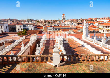 Sucre Panoramablick von der Kirche San Felipe Neri, Bolivien Stockfoto