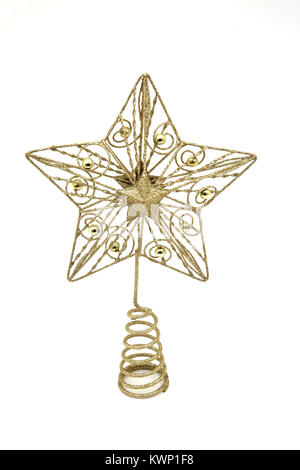 Gold Star Christmas Tree Topper Stockfoto