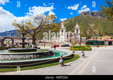 Katholische Kathedrale in Chivay Stadt, südlichen Peru Stockfoto