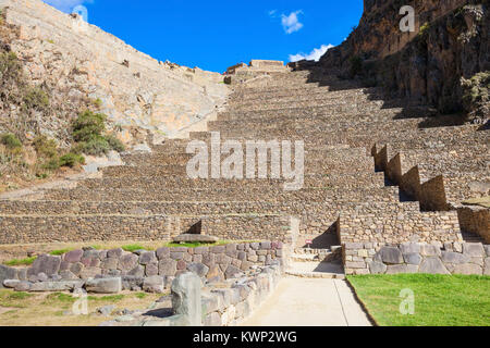 Ollantaytambo Terrassen von Pumatallis in Huancayo, Peru. Stockfoto