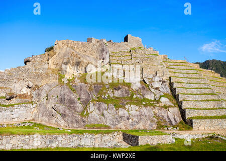 Machu Picchu ist ein aus dem 15. Jahrhundert Inkastätte in der Region Cusco, Peru. Stockfoto