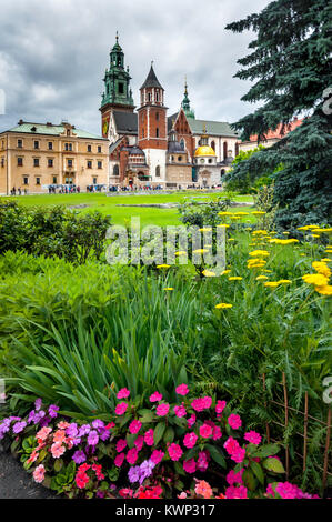 Garten auf dem Wawel Hill vor der Kathedrale auf dem Wawel in Krakau, Polen Stockfoto