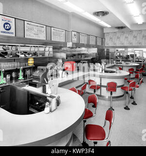 Vintage Foto von Diner ca. 1948 Eingefärbte Stockfoto