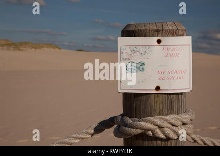 SLOWINSKI NATIONALPARK, Polen. Landschaft bestehend aus Wanderdünen und alte getrocknete Bäume t ist einer der schönsten Orte in Polen betrachtet. Stockfoto