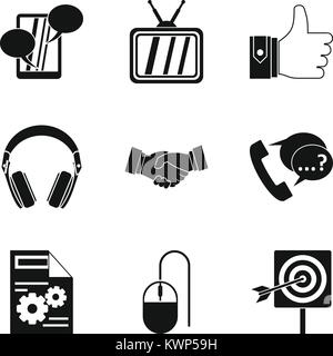 Wichtige Informationen Symbole gesetzt, einfachen Stil Stock Vektor