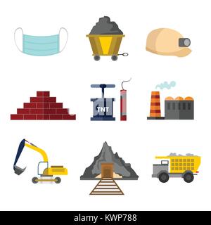 Flat Style Bergbau verbundenen Vector Illustration Graphic Design. Stock Vektor