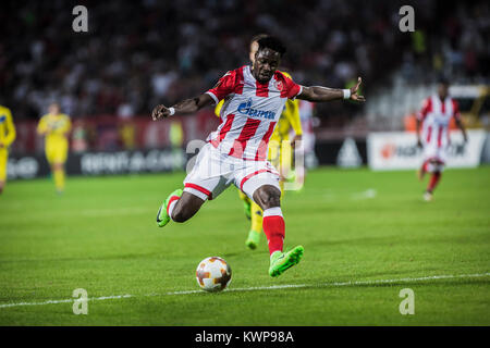 14. September 2017, Red Star Stadium, Belgrad, Serbien; vorwärts Richmond Boakye von Roter Stern Belgrad schießt auf das Ziel Stockfoto