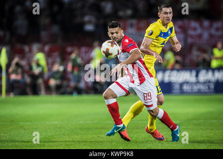 14. September 2017, Red Star Stadium, Belgrad, Serbien; Mittelfeldspieler Ricardinho von Roter Stern Belgrad in Aktion Stockfoto